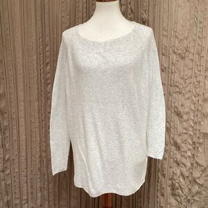Lou & Grey Light Gray Knit sweater, lightweight, oversized, scoop neck, small